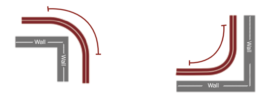 Large bend diagram, 47cm length of bend for a 90 degree corner