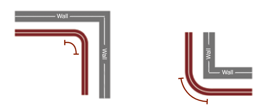 Small bend diagram, 11cm length of bend for a 90 degree corner