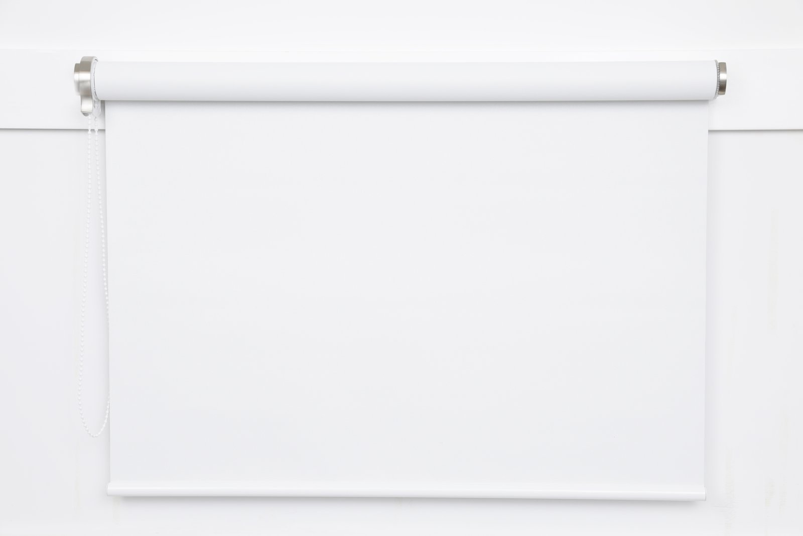 Paris Luxury roller blind with brushed metal brackets, white fabric